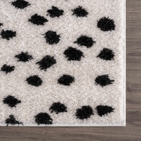 Cansu Black & White Dotted Area Rug - Ornate Home