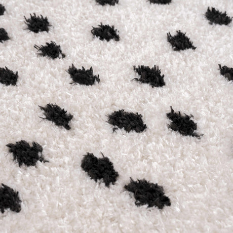 Cansu Black & White Dotted Area Rug - Ornate Home