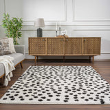 Cansu Black & White Dotted Area Rug - Ornate Home