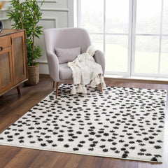 Cansu Black & White Dotted Area Rug - Ornate Home