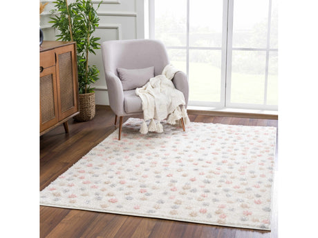 Cansu Pink & Cream Dotted Area Rug - Ornate Home