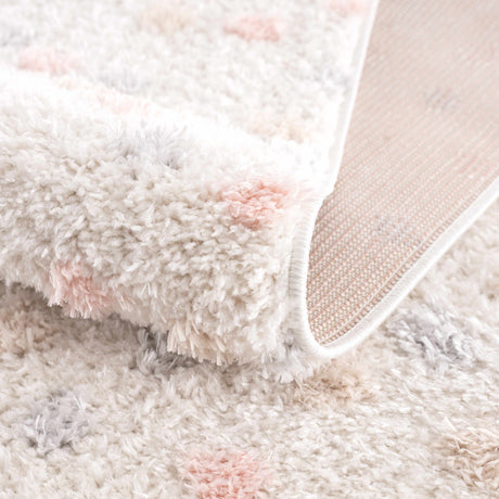 Cansu Pink & Cream Dotted Area Rug - Ornate Home