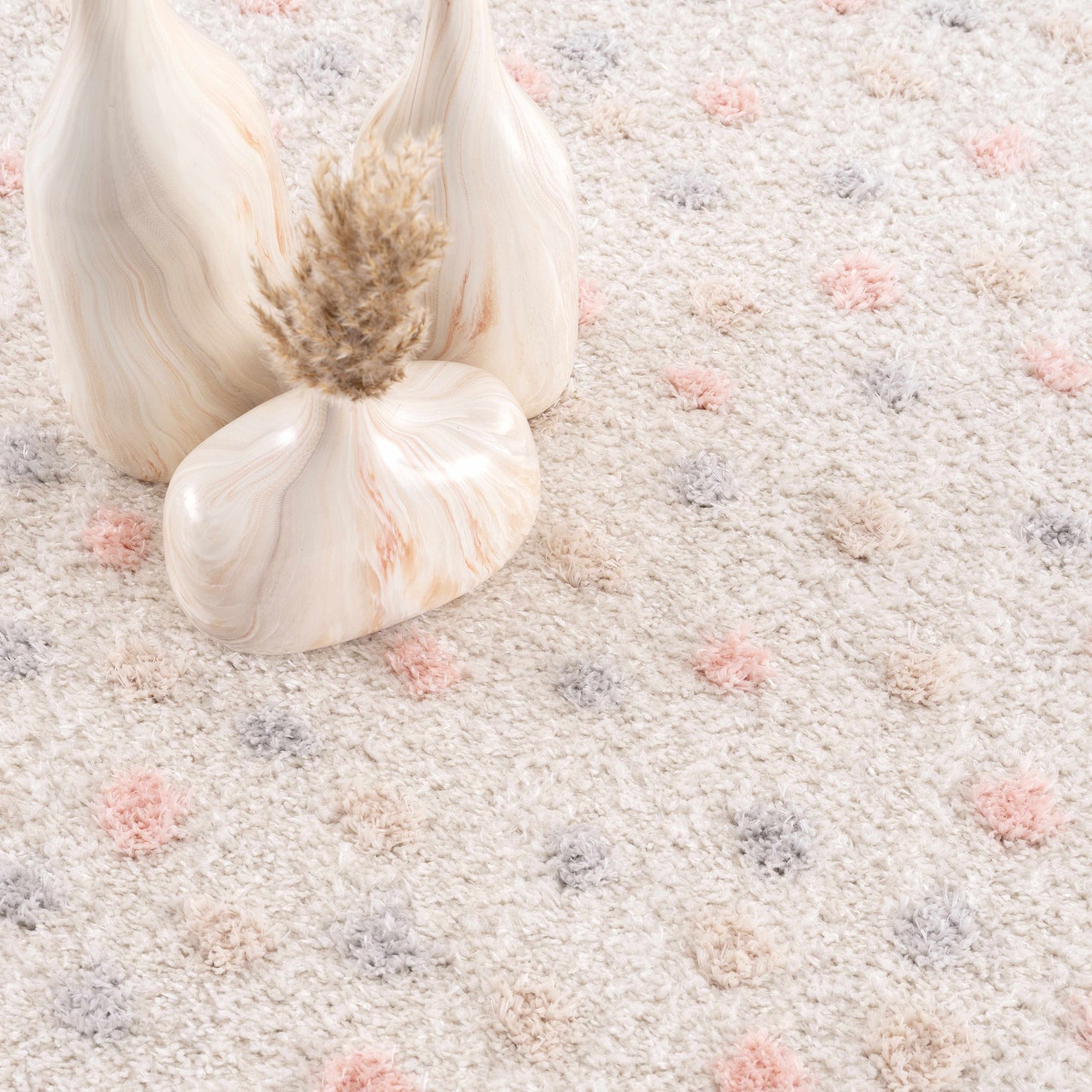 Cansu Pink & Cream Dotted Area Rug - Ornate Home