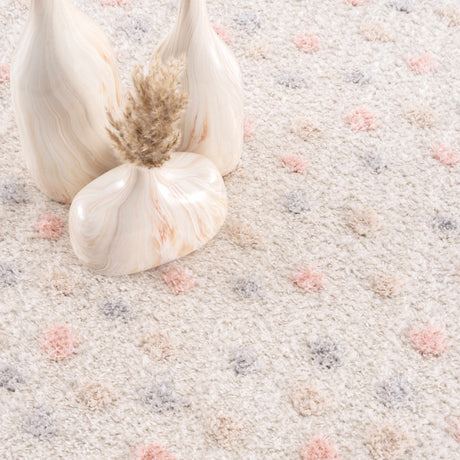 Cansu Pink & Cream Dotted Area Rug - Ornate Home