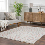 Cansu Pink & Cream Dotted Area Rug - Ornate Home