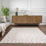 Cansu Pink & Cream Dotted Area Rug - Ornate Home