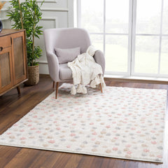 Cansu Pink & Cream Dotted Area Rug - Ornate Home