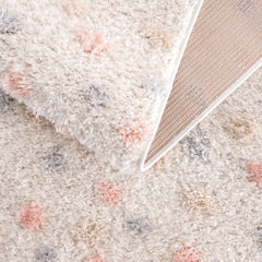 Cansu Pink & Cream Dotted Area Rug - Ornate Home