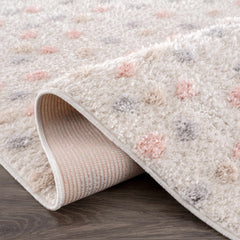 Cansu Pink & Cream Dotted Area Rug - Ornate Home