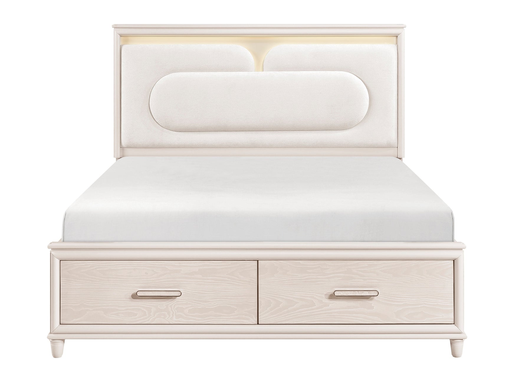 Canterbury Beige Queen Platform Bed w/ Footboard Storage - Ornate Home