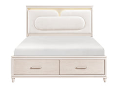 Canterbury Beige Queen Platform Bed w/ Footboard Storage - Ornate Home