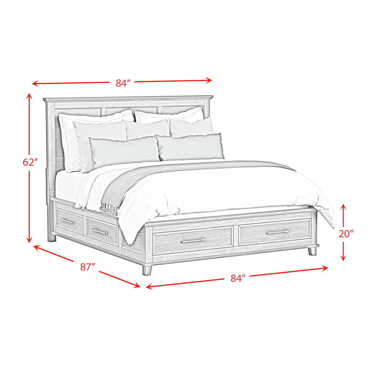Canterbury Grey 3-Piece King Storage Bedroom Set with 2 Nightstands - Ornate Home