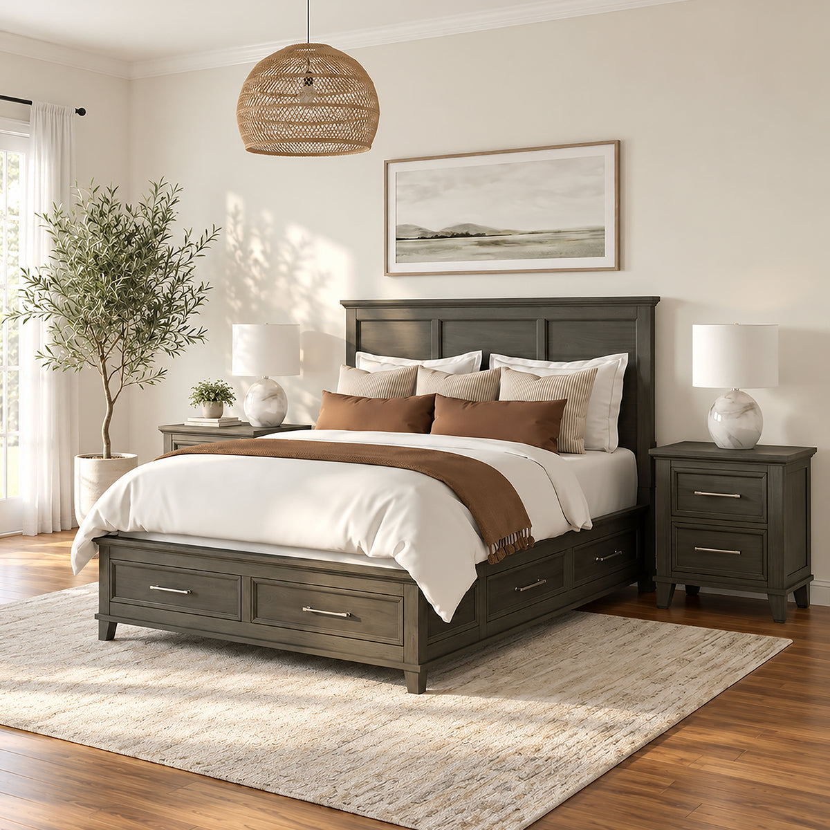 Canterbury Grey Queen Storage Bed - Ornate Home