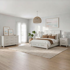 Canterbury Ivory 4-Piece King Storage Bedroom Set with 2 Nightstands & Dresser - Ornate Home