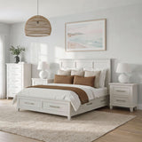 Canterbury Ivory 4-Piece Queen Storage Bedroom Set with 2 Nightstands & Chest - Ornate Home