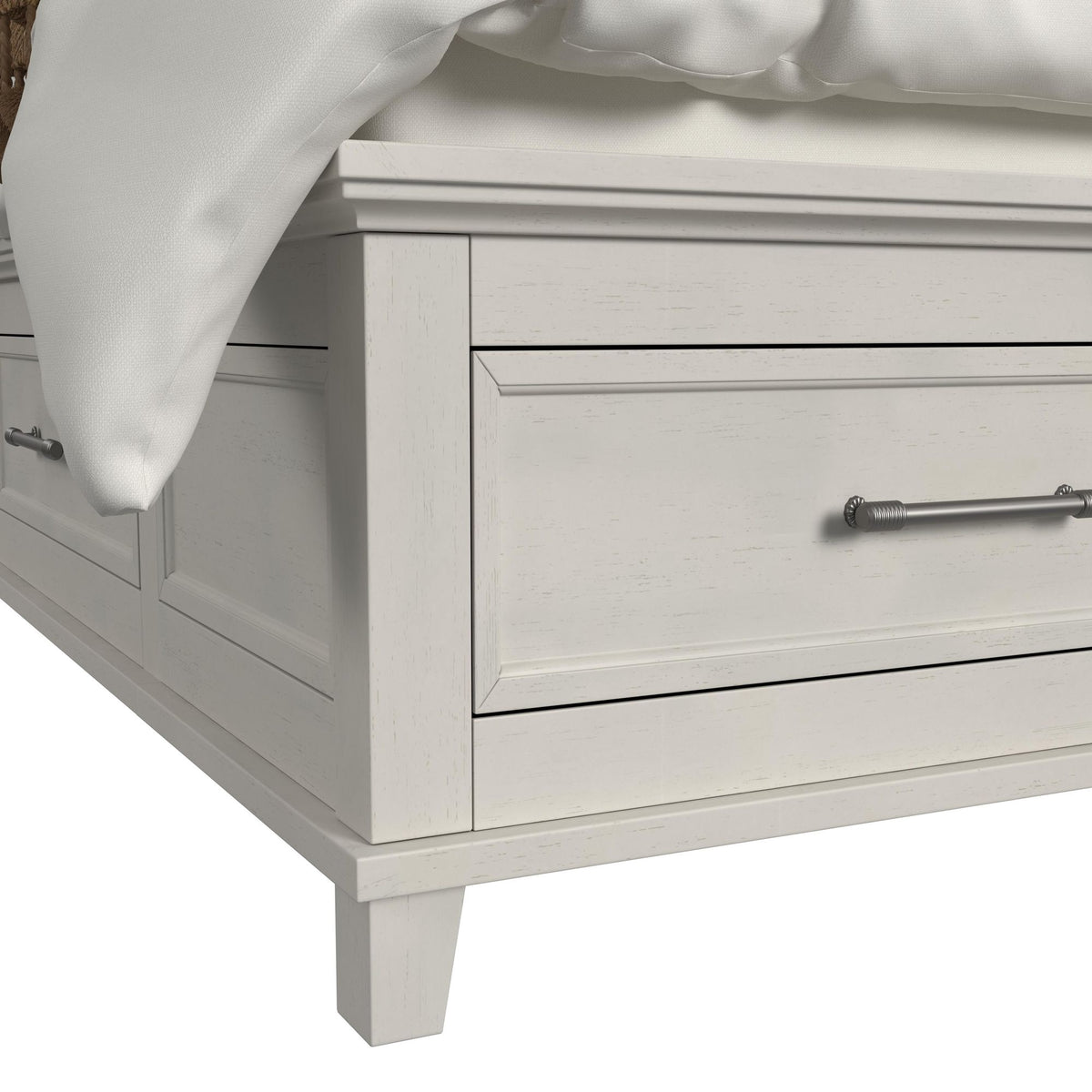 Canterbury Ivory 4-Piece Queen Storage Bedroom Set with 2 Nightstands & Chest - Ornate Home