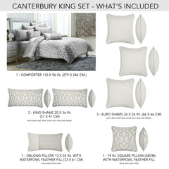 Canterbury Silver Comforter Set - Ornate Home