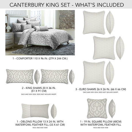 Canterbury Silver Comforter Set - Ornate Home