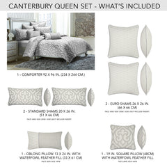 Canterbury Silver Comforter Set - Ornate Home