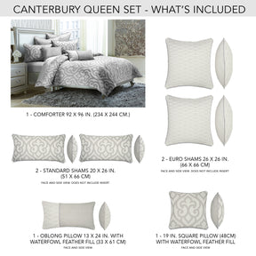 Canterbury Silver Comforter Set - Ornate Home