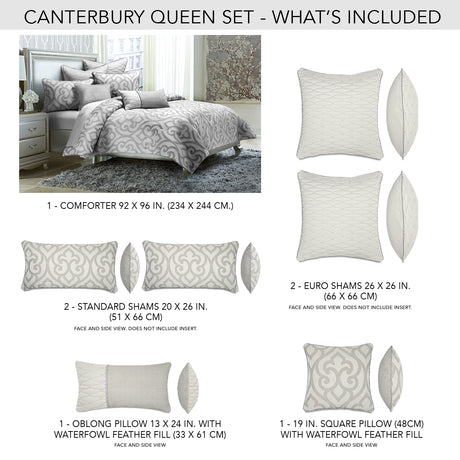 Canterbury Silver Comforter Set - Ornate Home