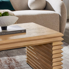 Canto Weathered Oak Rectangular Stacked Design Coffee Table - Ornate Home