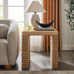 Canto Weathered Oak Square 24" Stacked Design End Table - Ornate Home