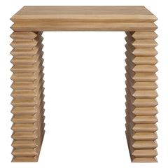 Canto Weathered Oak Square 24" Stacked Design End Table - Ornate Home
