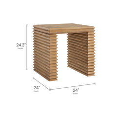 Canto Weathered Oak Square 24" Stacked Design End Table - Ornate Home
