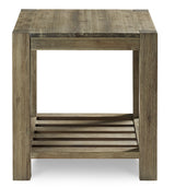 Canyon Solid Wood Rectangular End Table in Washed Grey - Ornate Home