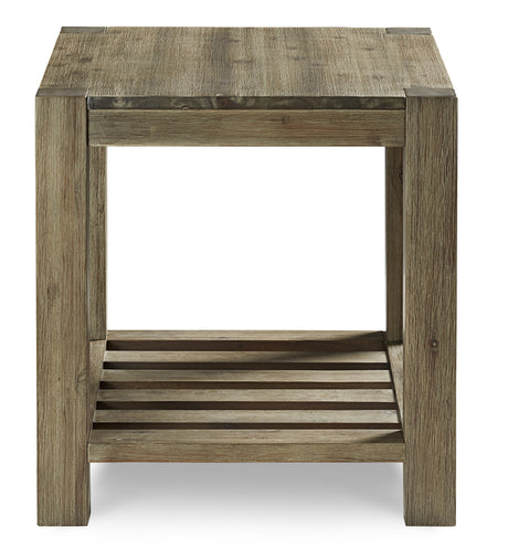 Canyon Solid Wood Rectangular End Table in Washed Grey - Ornate Home