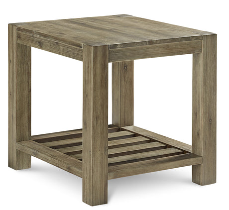 Canyon Solid Wood Rectangular End Table in Washed Grey - Ornate Home