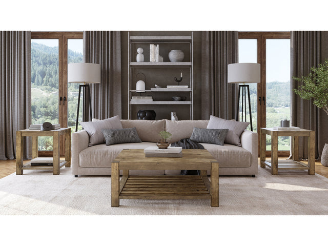 Canyon Solid Wood Square Coffee Table in Washed Grey - Ornate Home