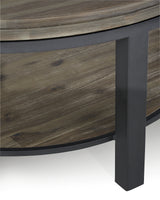 Canyon Solid Wood and Metal Round Coffee Table in Washed Grey - Ornate Home