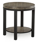 Canyon Solid Wood and Metal Round End Table in Washed Grey - Ornate Home