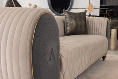 Capella Beige/Gray Living Room Set - Ornate Home