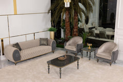 Capella Beige/Gray Living Room Set - Ornate Home