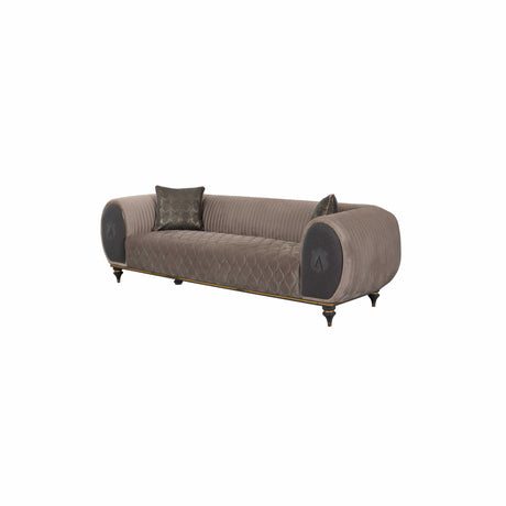 Capella Cocoa and Gray Velvet Sofa - Ornate Home