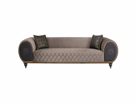 Capella Cocoa and Gray Velvet Sofa - Ornate Home