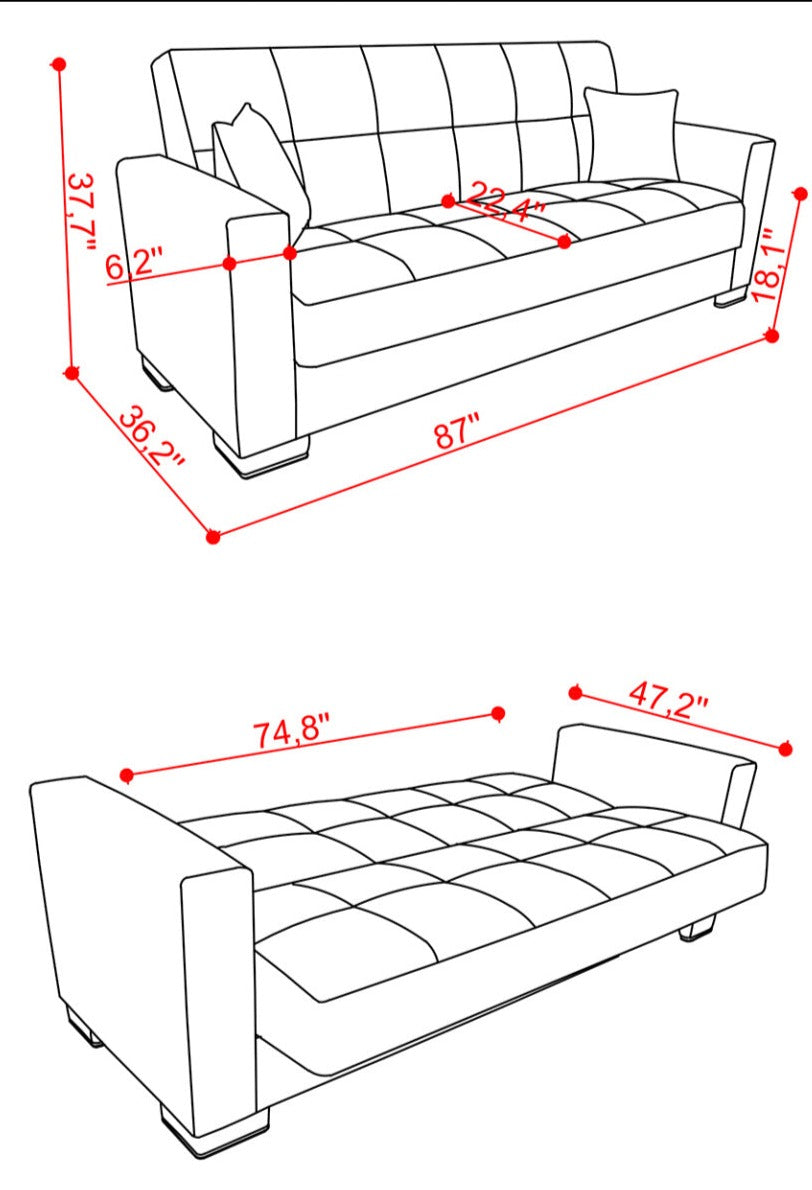 Capella Denim Dark Blue Sofa Bed - Ornate Home