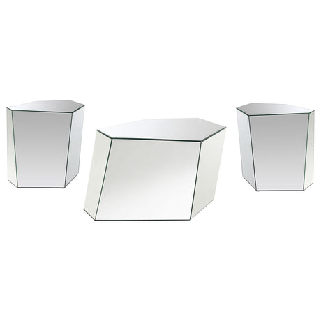 Capella Silver 3-piece Mirrored Coffee and End Table Set - Ornate Home