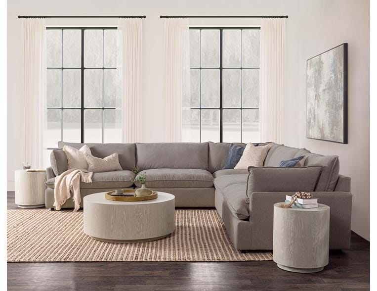 Caplan Charcoal Upholstered 5 Piece Modular Sectional - Ornate Home