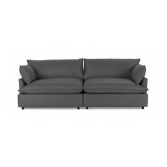 Caplan Gray Top Grain Leather 2-Piece Sectional