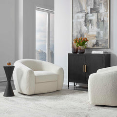 Capra White Art Deco Swivel Chair - Ornate Home