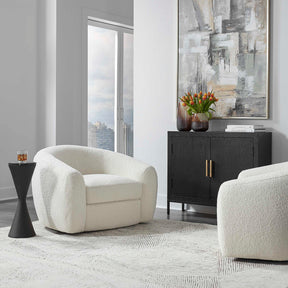Capra White Art Deco Swivel Chair - Ornate Home