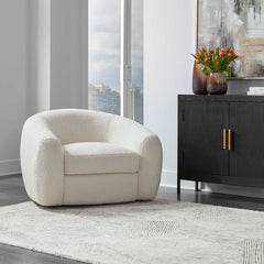 Capra White Art Deco Swivel Chair - Ornate Home