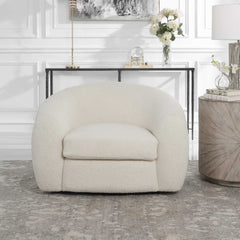 Capra White Art Deco Swivel Chair - Ornate Home