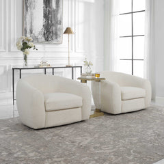 Capra White Art Deco Swivel Chair - Ornate Home