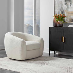 Capra White Art Deco Swivel Chair - Ornate Home