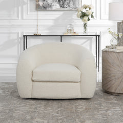 Capra White Art Deco Swivel Chair - Ornate Home